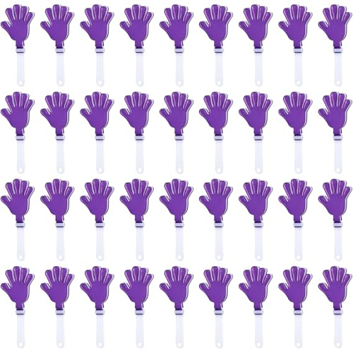 ZCYSRLQIN 36 Pcs Hand Clappers 7.5 Inch Plastic Clappers Noisemakers Party Favors Clapping Noise Maker Birthdays Game Prizes Classroom Rewards Football Sporting Events Cheers Supplies (Purple,White)