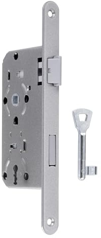 Einsteckschloss für Zimmertüren Dornmaß 55 mm Stulp 20 mm, silber (DIN-Links, Buntbart (BB))