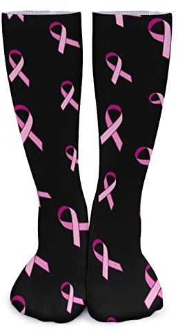 FWJZDSP Pink Ribbon Brustkrebs-Bewusstsein für Damen über der Wade, hohe dicke Socken, Cosplay-Strümpfe, Sport-Beinstulpen