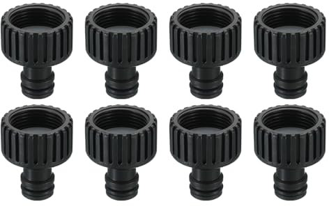 PATIKIL G3/4 Plastic Garden Connector Hose Fitting, 8 Pack Female Thread Garden Hose Hose Quick Connector Adapter for Gardening Drip, Black