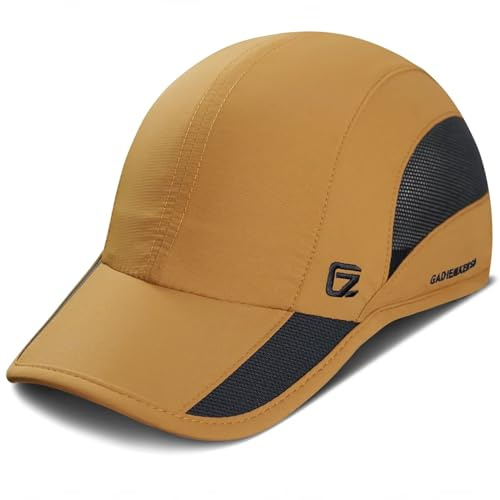 GADIEMKENSD Cappello Sportivo Asciugatura Rapida Leggero Traspirante Morbido per Corsa all'Aperto Cappellini da Baseball per Uomini (Camello)