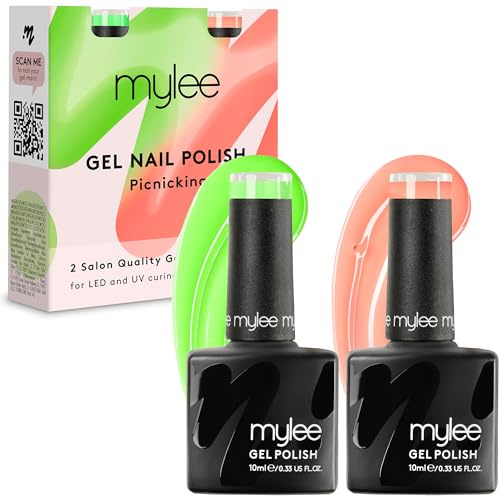 Mylee Gel-Nagellack Set 2x10ml [Picnicking Duo] - UV/LED, Maniküre, Pediküre, für professionellen Gebrauch im Salon sowie zu Hause [Frühling/Sommer 2024] - Lang anhaltend und mühelos aufzutragen