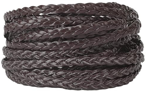 GORGECRAFT 5m*5mm*2mm Cordoncino in Pelle Intrecciata Piatto Filo PU Intrecciato Stringa Spessa Corda Piegata in Finta Pelle per Collana Creazione di Gioielli Artigianato, Marrone Noce di Cocco