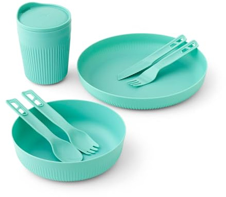 Sea to Summit Passage - Servizio da tavola per 1 persona, piatto, ciotola, tazza, utensili, colore: azzurro acqua
