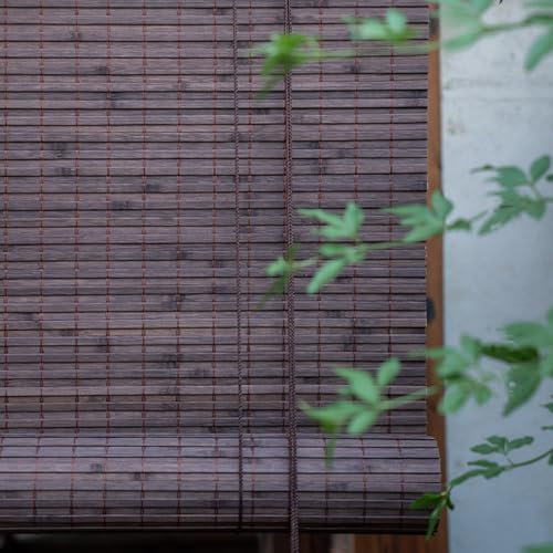 Sh000ad Retro Bambus Rollo Bambusrollo,Seitenzug Fensterrollo,Holz Jalousine,Schattenvorhang,Sichtschutz,Verdunkelungsrollos für Innen/Außen,Anpassbar Farbe,Breite x Höhe (45cm x 60cm)