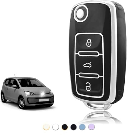 TOOMUME Schlüsselhülle TPU, Autoschlüssel Hülle Passt für VW Volkswagen Golf 4/5/6 Polo Up Jetta Caddy Beetle Multivan T5 Seat Ibiza Leon Skoda Fabia, Schlüsselcover Schutz Schlüsselgehäuse - Flip Key
