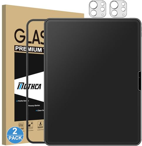 Mothca Mat Verre Trempé pour iPad Pro 13 Pouces (M5 2025/ M4 2024), 9H Film Protection D'écran Mate avec Protecteur d'Objectif de Caméra, Anti-Reflet Vitre écran, 2+2 Pièce