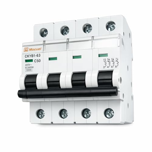 WEBMATEL Interruptor Magnetotérmico Industrial y Terciario | 4 Polos | 4 Módulos | 50A | 400V | Curva C | Montaje en Carril DIN | Normativa IEC60898 |
