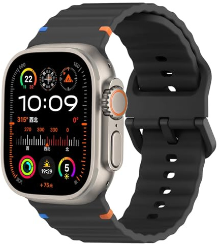 Sports Straps for Apple Watch Ultra/3/2 Strap 49mm 46mm 45mm 44mm 42mm 41mm 40mm 38mm iWatch Straps for Men Women,Waterproof Soft Silicone Band for Apple Watch Series 11 10 9 8 7 6 5 4 3 SE 3/2nd