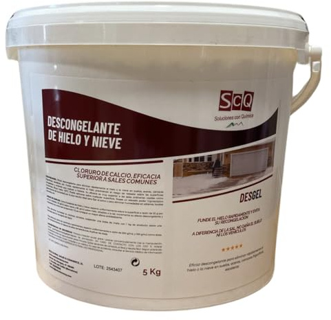 Dégel pour neige et glace avec chlorure de calcium pour faire fondre la glace pour chemins, allées, trottoirs, alternative au sel, double action comme absorbeur d'humidité 5 kg.