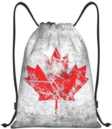 Rucksack Mit Kordelzug Retro Kanada Flagge Druck Gymnastikbeutel Erwachsene Stoffbeutel Damen Turnbeutel Für Damen & Herren, Für Strand, Yoga, 36x42cm