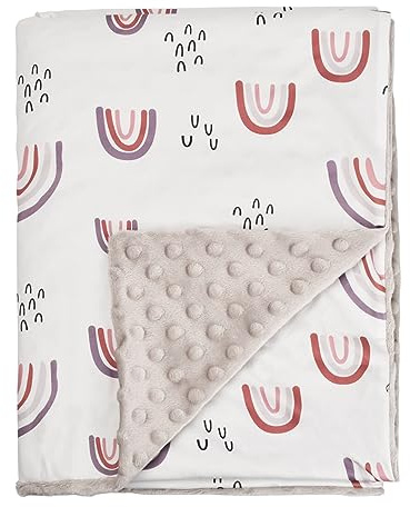 Dewocke Premium Baby Blanket for Newborns, Supersoft Rainbow Pattern Plush Blanket with Dotted Backing, for Unisex Infants and Toddlers, Perfect for Nursery, Pram, Car Seat, 100x75cm