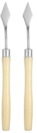 sourcing map 2pcs Palette Knife Painting Tool 6.3 Pointed Stainless Steel Blade Plastic Handle Spatula Painting Pallet Knife for Acrylic Canvas, Beige