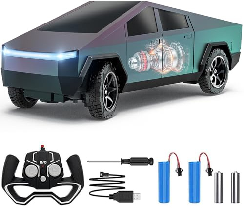 Vefercen Remote Control Car, All Terrain High Speed RC Pi-ckup Truck Toys with Light and Loadspace, Electric Vehicle Toys for Kids and Adults, Gifts for Birthday (Green Purple Color Change)