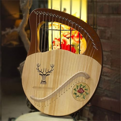 Mahagoni Schoßharfe Einstellbare Tonhöhe für Anfänger, Harfe Instrument Mit Gig -Tasche Tuningschlüssel Reinigungsstoff, Hebelharfe Reisen Leier Harfe(C-21 strings)