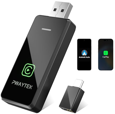 PWAYTEK 2 in 1 Wireless CarPlay Adapter, 2025 CarPlay Konvertiert Kabelgebunden zu Kabellos Dongle, Plug und Play Mini & Stabiler Kompatibel mit iOS 10+ und Autos ab 2017