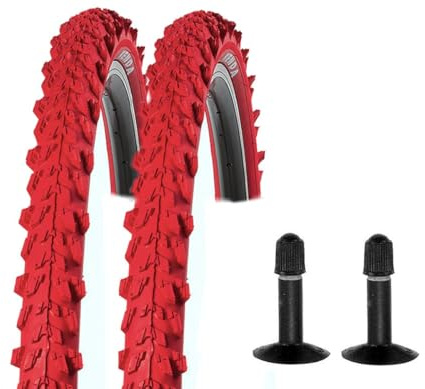 Fahrradreifen Set 24 Zoll K-829 rot 24x1.95 50-507, 2X | inkl. 2X Schlauch AV