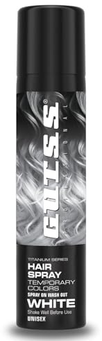 Gutss Professional Temporary Hair Colour Spray | Washable, Shiny Finish | Unisex – For Men & Women | For All Hair Types | 150ml – White