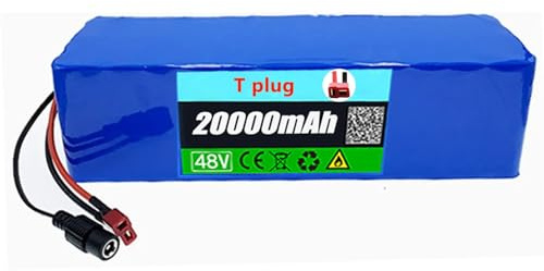 48V Batería de Bicicleta Eléctrica de 20Ah 13S3P de Iones de Litio Impermeable de PVC con BMS Integrado y Cargador para Motor de 200 W 350 W 500 W 750 W 800 W Y 1000 W T Plug,48V 20Ah