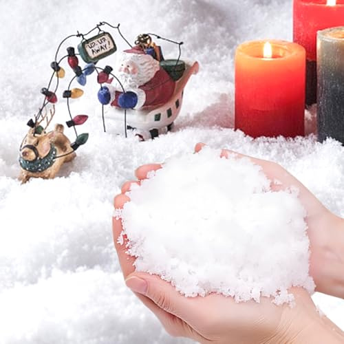 QIMMU 7oz Kunstschnee, 200g Deko Schnee, Weihnachtsbaum Weihnachtsdeko Schnee, Kunstschnee zum Basteln, Weihnachten Künstlicher Schnee Deko, Snow Decoration