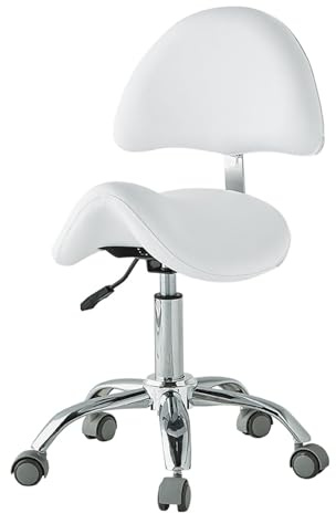 Ergonomisk sadelpall med ryggstöd, höjdjusterbar salongsstol på medicinska hjul, idealisk för spa, tatuering och skönhetspersonal (Color1)