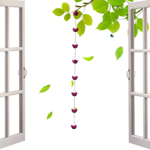 wiroouia Catene antipioggia | Catene da pioggia in metallo con rose per esterni – strumento di drenaggio per casa, giardino, tetto, decorazione esterna