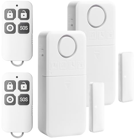 2 Pack Fensteralarm Einbruchschutz, 130dB Türalarm mit Fernbedienung, Kabellose Alarmanlage für Haus & Geschäft, 4 Alarmmodi + Magnetsensor, Einbruchschutz für Fenster, Tür, Wohnmobil