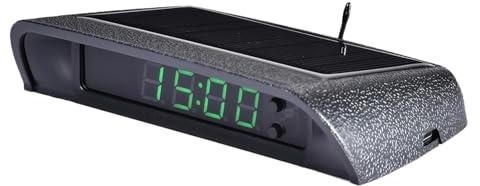 Horloge Solaire Tableau De Bord - Mini Affichage Lumineux Auto, I Lecture Claire Adhésive, Gadget Décoratif Intérieur Voiture Camionndicateur Heure Thermomètre Intégré, | Accessoire Électronique Pour