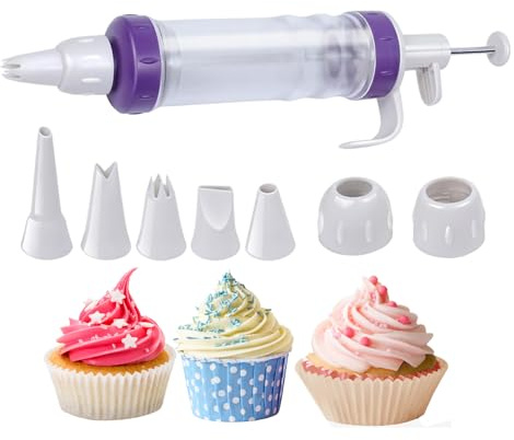 Juego de piping de glaseado – Juego de jeringas decorativas de acero inoxidable | Juego de decoración de tartas, jeringa lisa reutilizable, anticorrosión para cupcakes, galletas, postres, glaseados