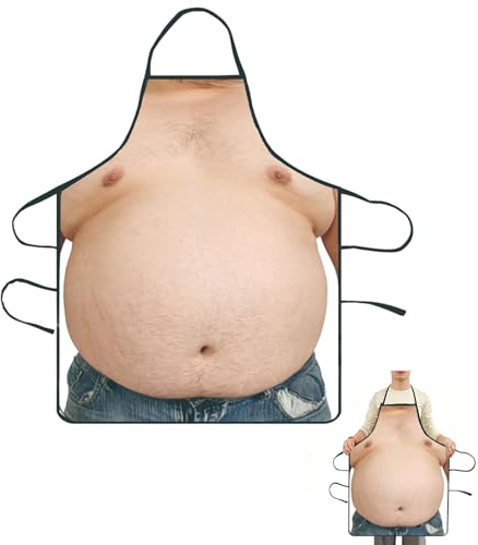 DiiWmme Hilarious 3D Muscle Man Apron, Funny Novelty Cooking Apron for Men, Waterproof Adjustable Chef & BBQ Apron, Creative Gift for Dad, Husband, Boyfriend for Christmas, Birthday, Party (Style D)