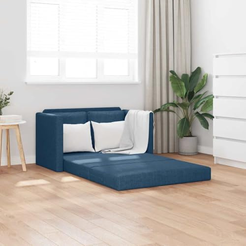 Yisssmeng Schlafsofa Blau 2-Sitzer 112 x 60 x 55 cm Bodensofa mit Schlaffunktion Klappbarer Recamiere aus Polyester & Metall für Wohnzimmer, Gästezimmer & Studio