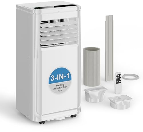 Uthfy 10,000 BTU Portable Air Conditioners, 4-in-1 Portable AC Units with Cooling, Fan & Dehumidifier and Sleep Mode, 24H Timer Auto-on/off, Remote, Self-evaporation,Window Kit Included
