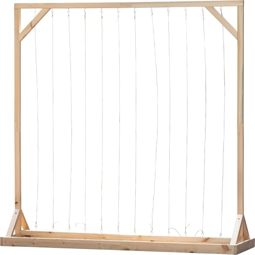 dobar® Rankturm aus Holz für Gemüsebeet - große Rankhilfe für Tomaten, Gurken & Kletterpflanzen im Garten - stabiles Pflanzgerüst mit 12 Ranksträngen für vertikalen Pflanzenanbau - 210 x 60 x 210 cm