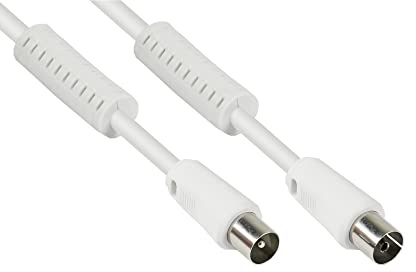 Good Connections SAT TV Antennenkabel - Koax Stecker an Koax Buchse - 2x Mantelstromfilter (Ferritkern), Doppelschirmung, Schirmmaß > 95dB - weiß, 3 m