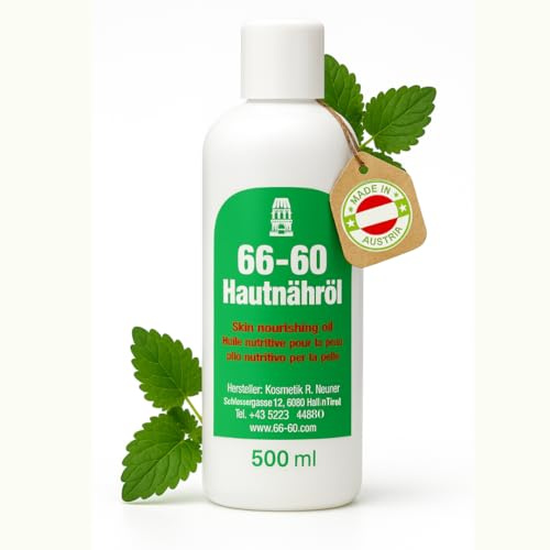 66-60 Hautnähröl mit Vitamin E hergestellt in Tirol 500 ml mit Spender | verschieden Größen