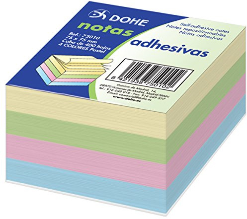 Dohe 75010 - Pack de 400 cubos de notas adhesivas, 75 x 75 mm