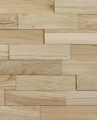 wodewa | Wandverkleidung Holz Eiche Rustikal |1m² 3D Echtholz Wandpaneele 200x50mm | DIY Rohholz Natur | Made in Germany | Natur 200