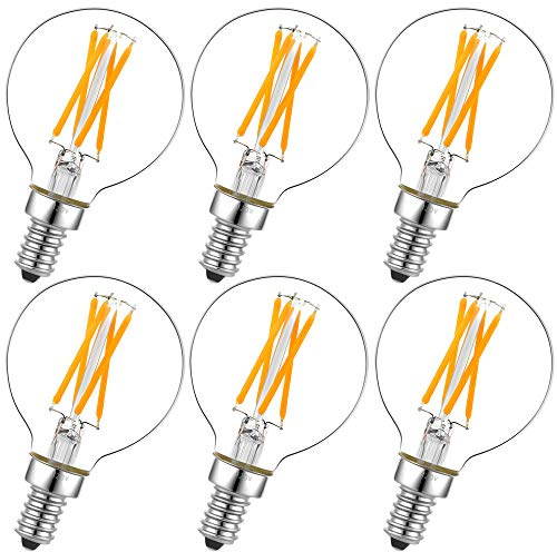 LiteHistory e12 led dimmable g16.5 Light Bulb 6W Equal 60 Watt 600lm AC120V e12 Candelabra Bulb 60 Watt for Chandeliers,Ceiling Fan,Vanity Warm White 2700K Globe e12 Light Bulb 6Pack