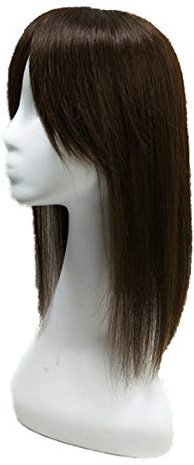 Yanamy Echthaar-Kronenaufsatz für Frauen mit dünner werdendem Haar, 45,7 cm, glatt, geheime Krone, Haarteil, Clips, Dunkelbraun
