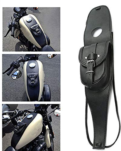 Remaiw Moto Motorcycle Gas Tank Leather Bag Dash Console Center Pouch Black Bag Leather for Harley Sportster XL 883 1200