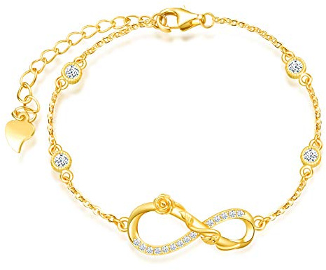 IONLY Damhänge, örhänge och armband, 925 silversmyckesset, elegant ros infinity symbol smyckesset, guld, intarsia zirkon, födelsedag julklapp, Sterlingsilver, Cubic Zirconia
