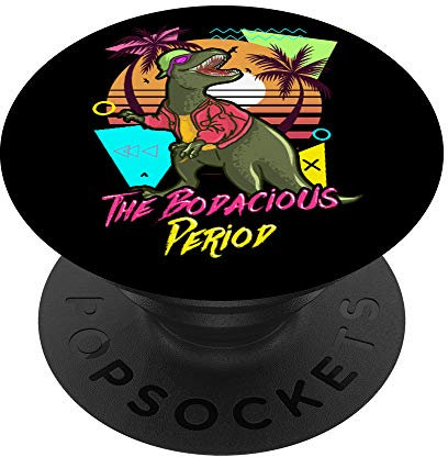 The Bodacious Period | Retro 80s 90s T-Rex Vintage Dinosaur PopSockets PopGrip: Swappable Grip for Phones & Tablets