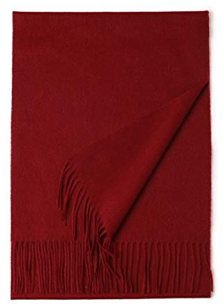 Prettystern weicher Wollschal einfarbig mit Fransen für Herbst Winter Herren und Damen