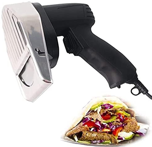 XYEJL Cortadora De Carne Eléctrica para Barbacoa,Cuchillo Automático para Kebab,Cortadora De Kebab Turco,con 2 Cuchillas para Cortar Cordero Pollo Y Otro Tipo De Carne,Corded