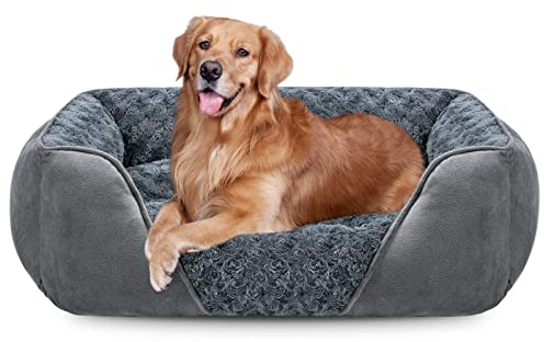 JOEJOY Hundebett Grosse Hunde, Hundekorb Waschbar Flauschig, rutschfest Anti-Angst Hundebetten Weich Bequem, Hundekörbchen für Grosse Hunde und Katzen, 89x63x23cm
