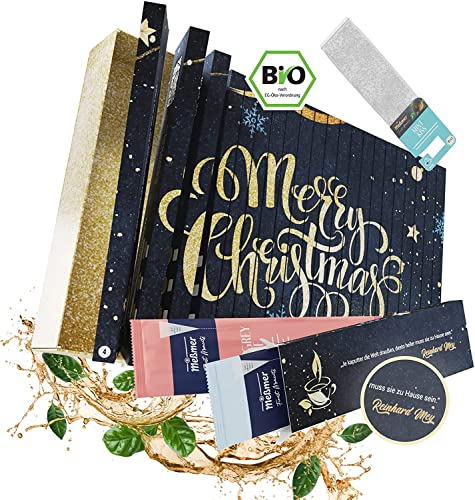 Premium Bio Tee Adventskalender 2024 von Pöffi - mit Meßmer Bio Tee - Weihnachtstee - Bio & Rainforest Alliance - Vegan - Adventskalender Tee