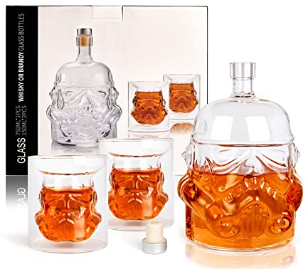 Whiskey, caraffa da whisky con 2 bicchieri da whisky, decanter da 750 ml, regalo per uomini, set da whisky per bourbon, single malt, jameson, irlandese, vino, scotch, brandy