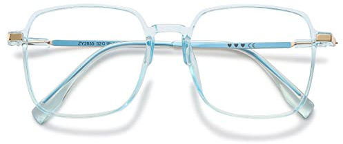 VEVESMUNDO Blaulichtfilter Lesebrille Metall Groß Stylisch Rechteckig Anti Blaulicht Lesehilfen Sehhilfe Brille für Damen Herren