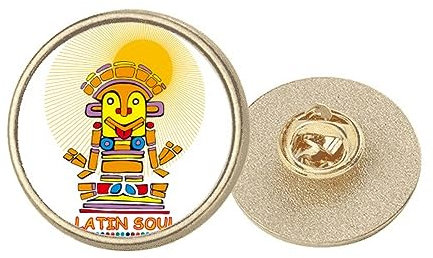 Brosche aus Metall mit goldener Anstecknadel im antiken Ägypten, Motiv: lateinische Seele,, M