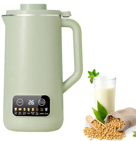 Soy Milk Maker Machine，Automatic Nut Milk Maker Machine, 600ML Nut Milk Maker Machine with 10 Leaves Blades, Keep Warm, Self-Cleaning, Milk Maker Machine for Almonds,Oats,Soybeans (Green)